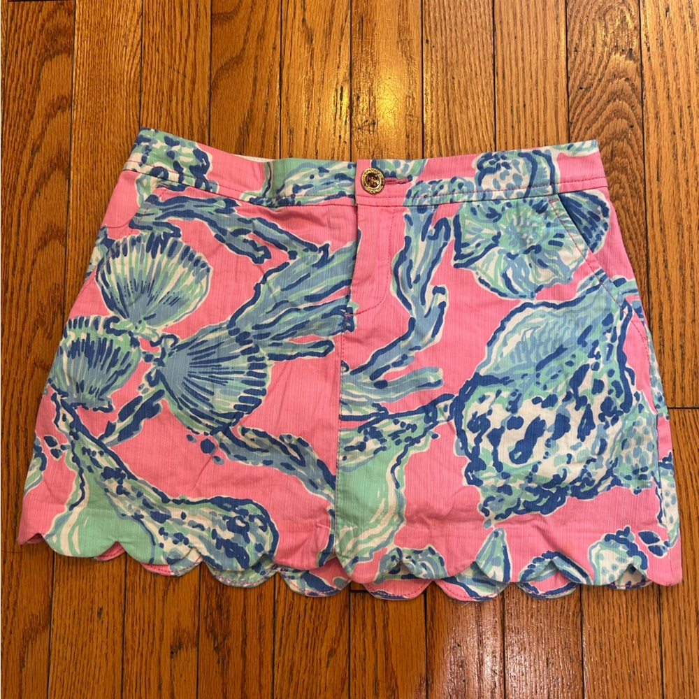Lilly Pulitzer Pink and Blue Skorts with Tropical Print
